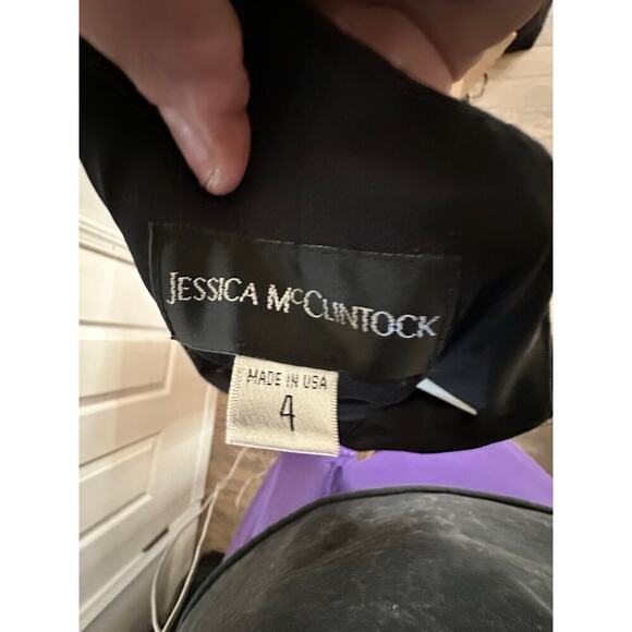 Vintage Jessica Mcclintock Black White Strapless Gunne  Sax Gown Dress Size 4 - Picture 7 of 10